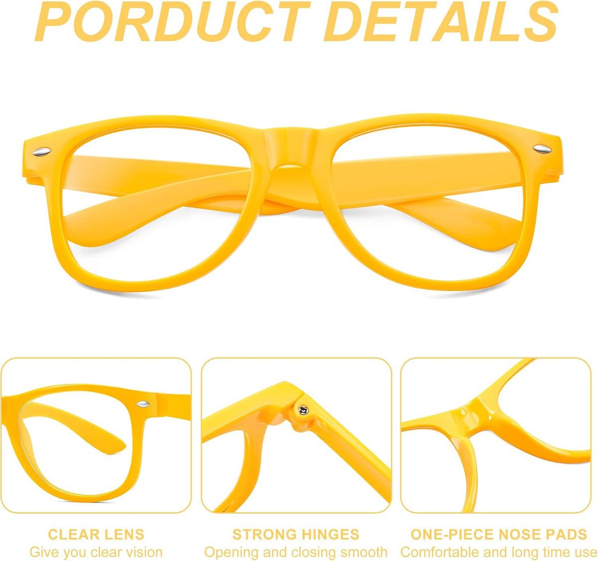 商品图片 4 | B0DSPKNSFY | FEISEDY Classic Square Eyewear Frame Clear Lens Retro Nerd Fake Glasses for Men Women Cosplay Costume Eyeglasses B0276