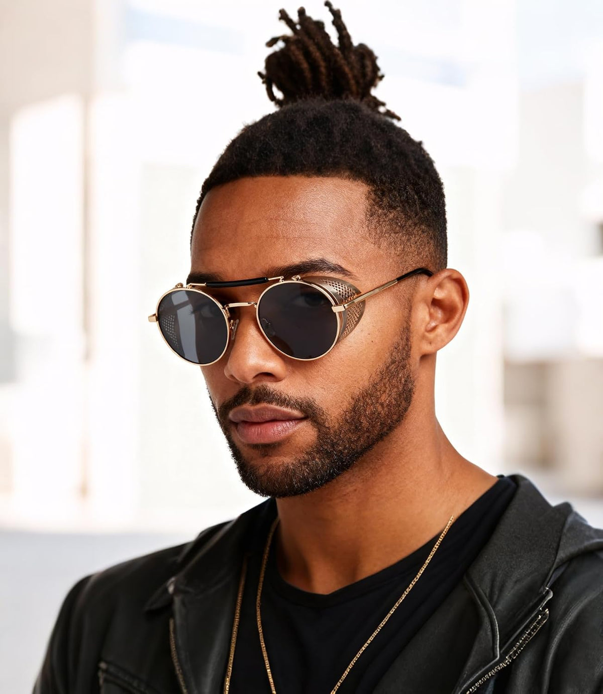 ÉÌƷͼƬ 2 | B09LYD9SW2 | FEISEDY Steam Punk Sunglasses for Men Women Side Shield Round Steampunk Vintage Glasses Shades B2518