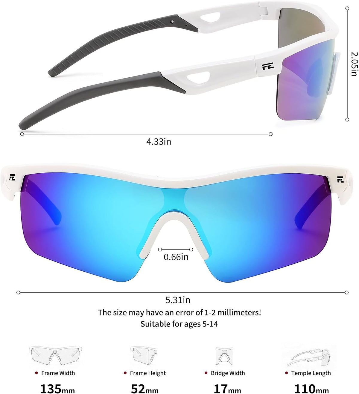 ÉÌƷͼƬ 31 | B07JZ18KMZ | FEISEDY Kids Polarized Sports Sunglasses, TR90 UV400 Baseball Cycling