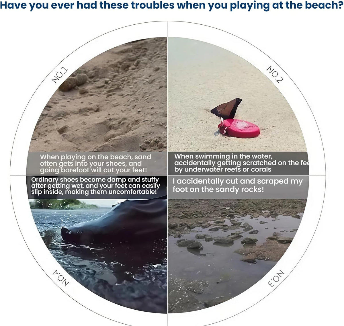 商品图片 2 | B0H2J1KGB7 | Water Shoes for Women Men, Quick Dry Aqua Socks Light Blue Ocean Seaweed, Barefoot Beach Swim Shoes for Pool Yoga Camping