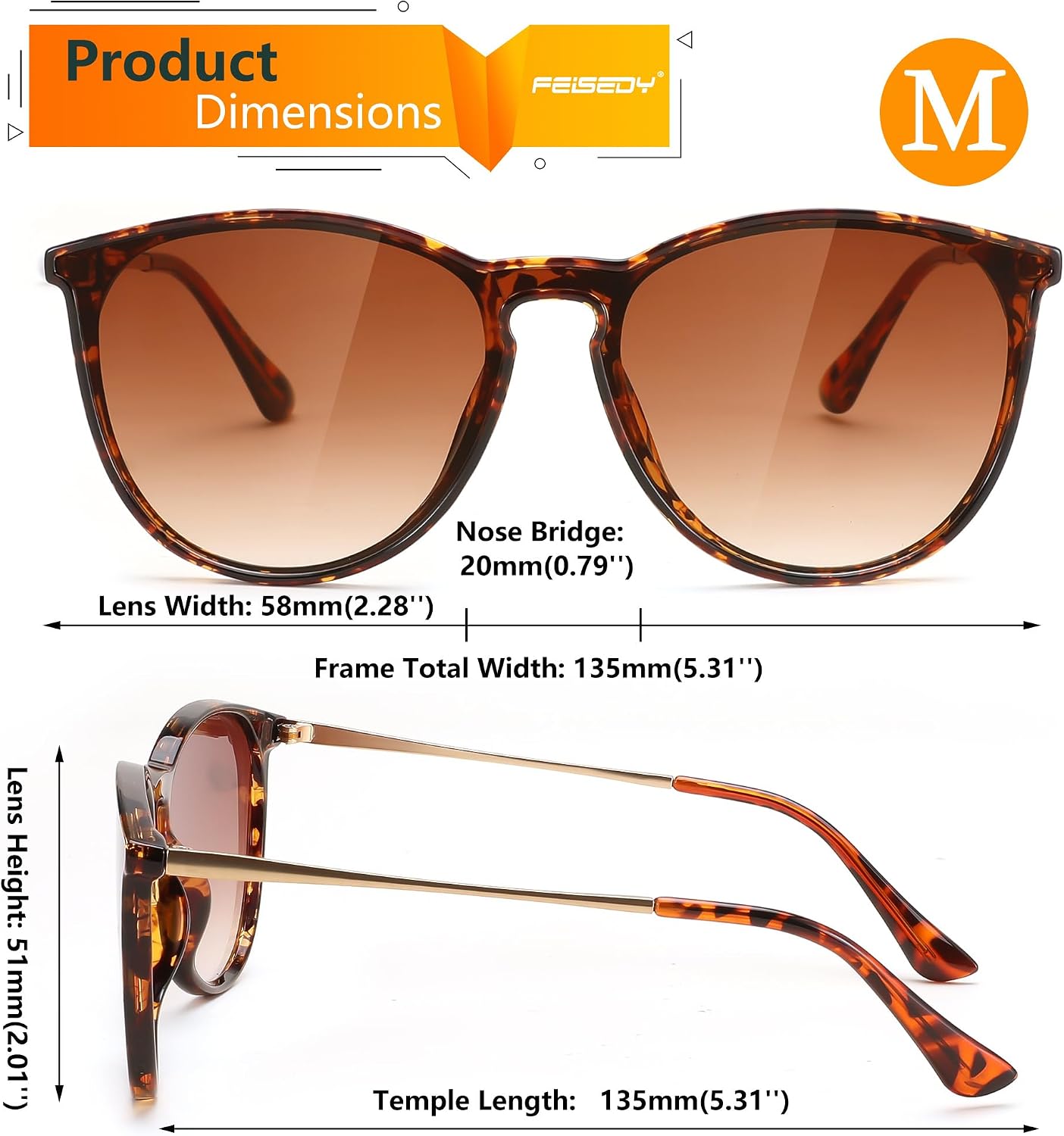 商品图片 31 | B0DGCPG41T | FEISEDY Sunglasses for Women Men Retro Round Cateye Designer Cute Mirrored UV Protection Lens B0210