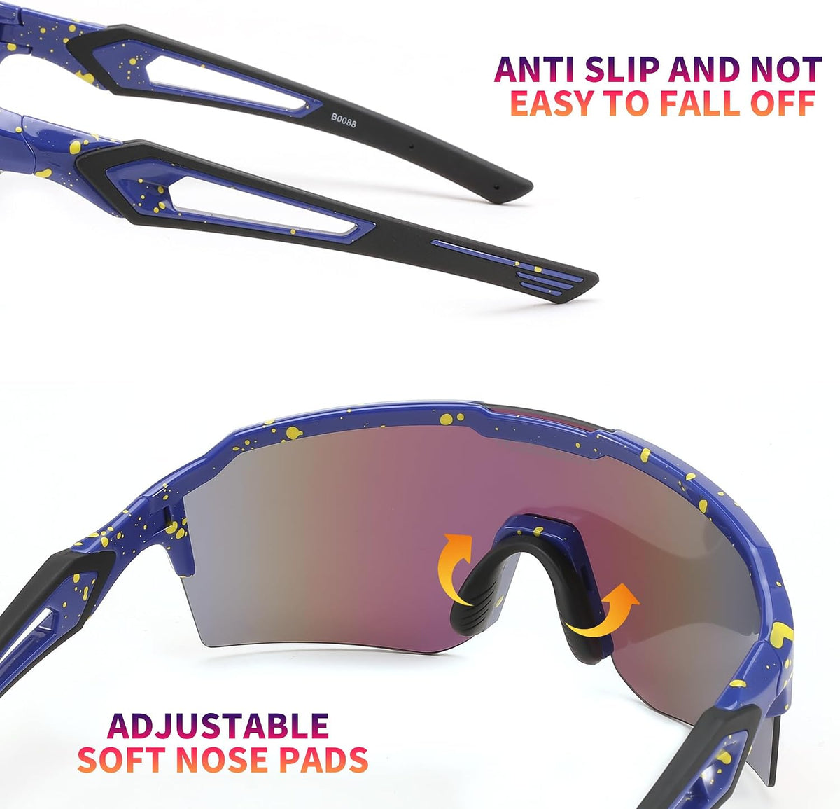ÉÌƷͼƬ 24 | B0CVWYCSZS | FEISEDY Sports Sunglasses for Men Women Baseball Cycling Running Driving Glasses UV400 B0088
