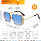 商品图片 39 | B09SDC5BD5 | FEISEDY Sunglasses Mens Women Vintage Pilot Square Trendy Metal Steampunk Fishing Driving Sun Glasses B2894