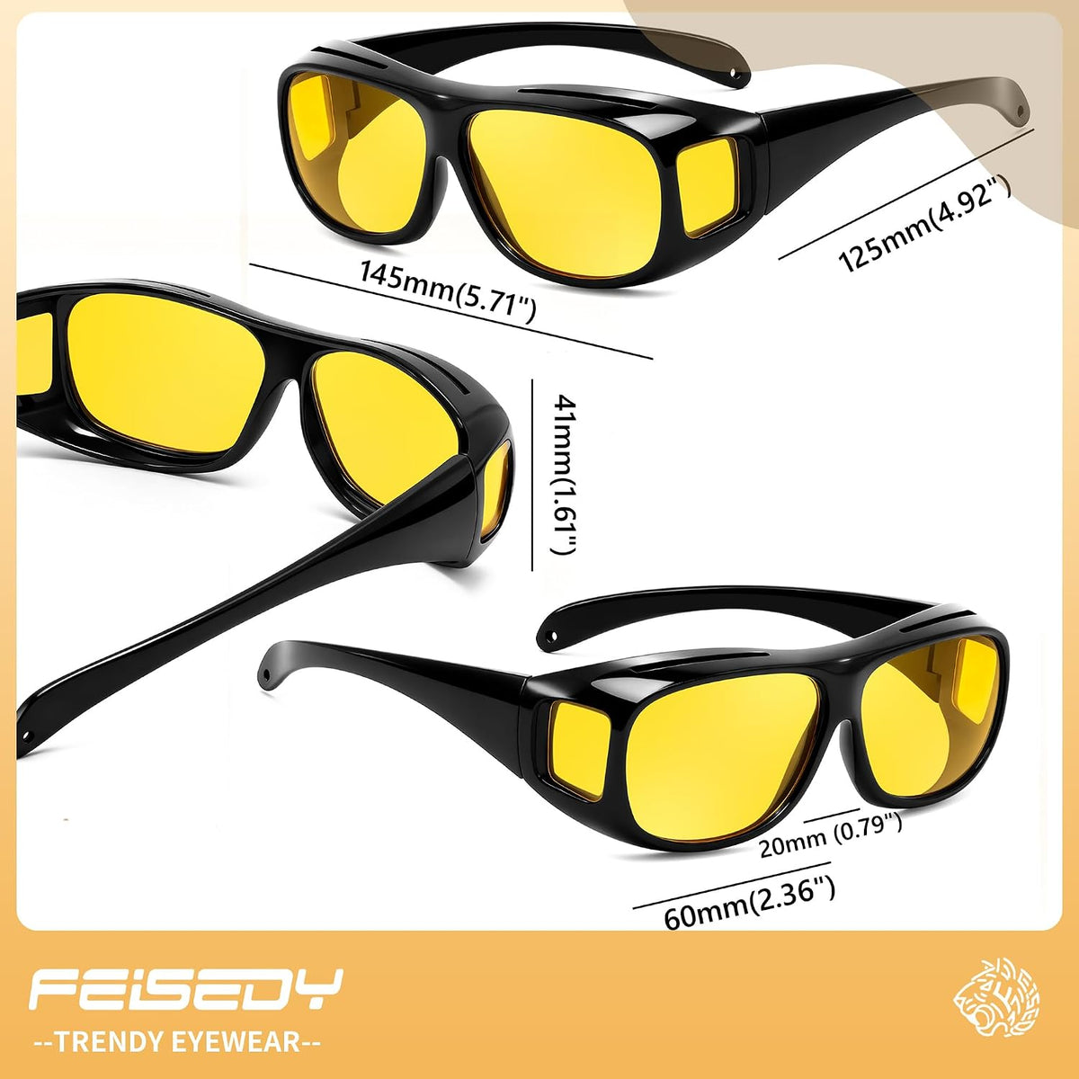 ÉÌƷͼƬ 11 | B0FWBRF3SR | FEISEDY Fit Over Glasses Sunglasses, Work Safety Goggles for Men Women, Wrap Around Sunglasses Outdoors B0343