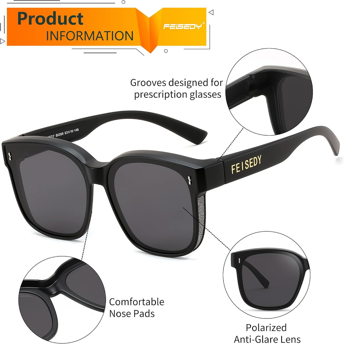 ÉÌƷͼƬ 52 | B0DS5D4WB4 | FEISEDY Sunglasses That Fit Over Glasses for Women Men UV400 B0269
