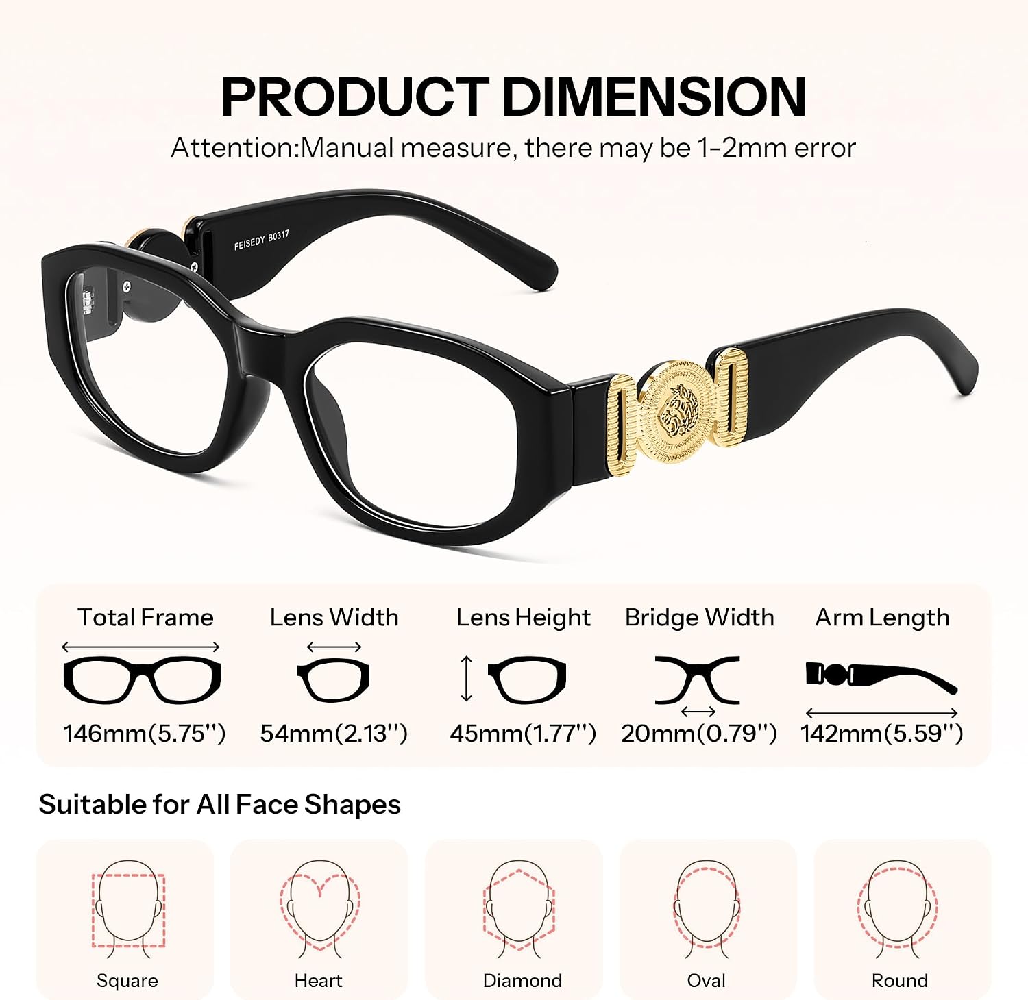 商品图片 5 | B0G34MVJQC | FEISEDY Trendy Blue Light Reading Glasses for Women and Men B0317 | Vintage 90s Anti-Glare Readers