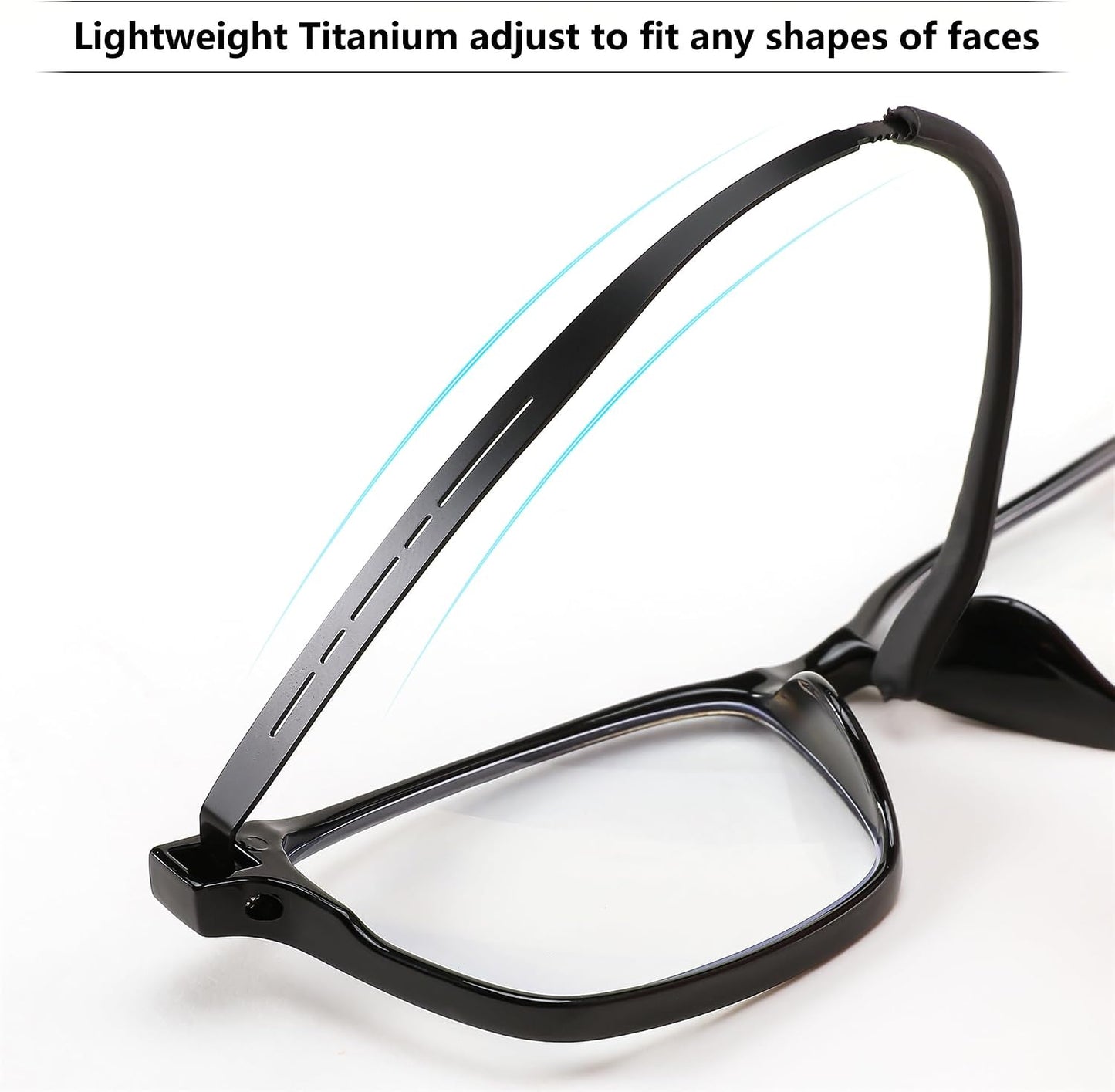 商品图片 3 | B0C76TH7N3 | FEISEDY Lightweight TR90 Flexible Titanium B Rectangle Reading Glasses Anti-Blue Light Eyeglass B0018