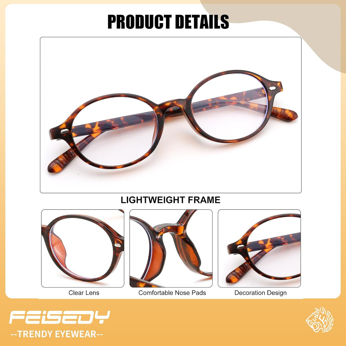 ÉÌƷͼƬ 25 | B0DJ4YNFXZ | FEISEDY Vintage Oval Blue Light Glasses for Women Men Stylish Lightweight 90s Eyeglasses Fake Nerd Y2k Eyewear Frame B0242
