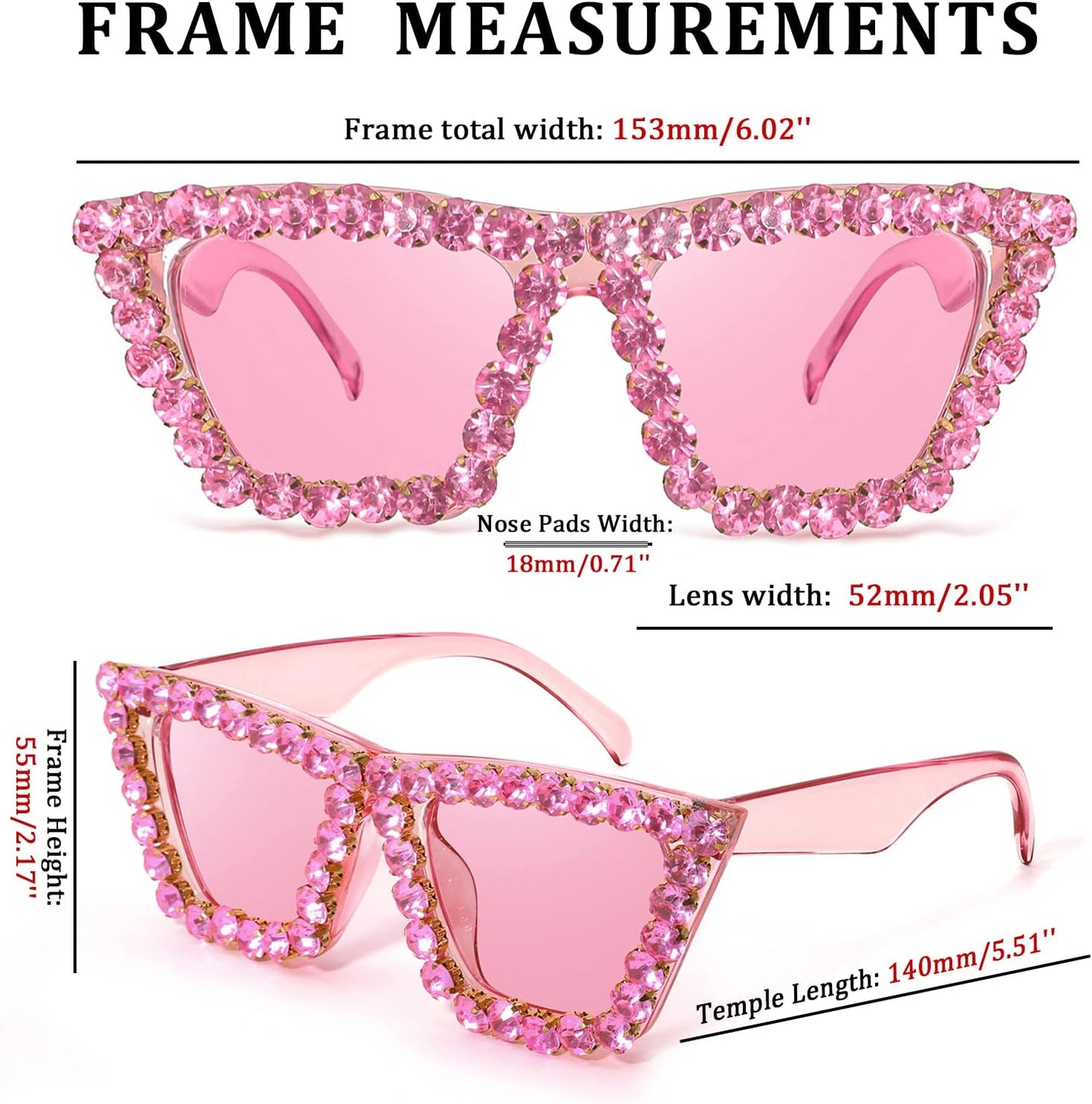 商品图片 36 | B09V7X56D4 | FEISEDY Women Crystal Square Cat Eye Sunglasses Sparkling Trendy Retro Cateye Sunglasses B2898