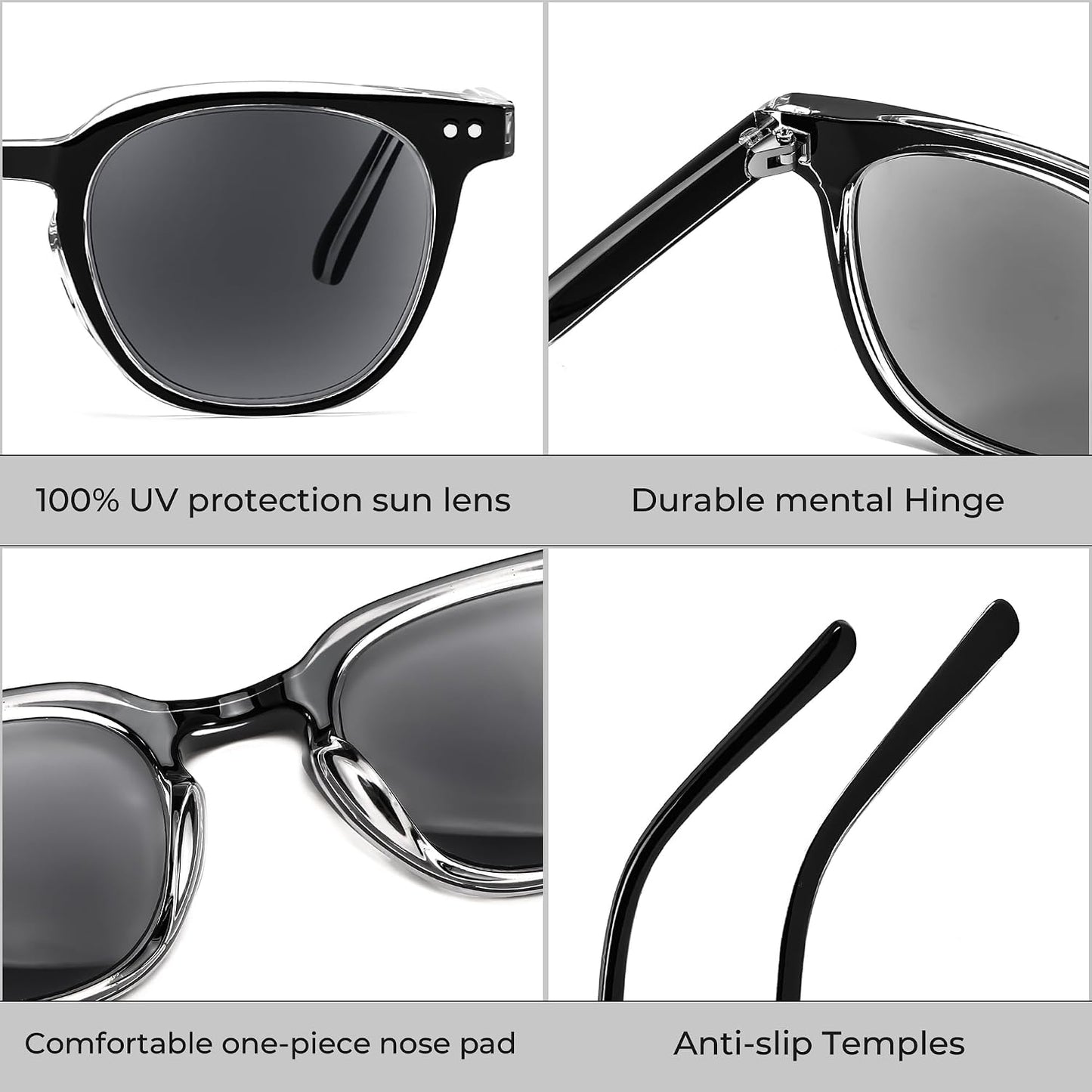 商品图片 6 | B0CSNK73XH | FEISEDY Round Reading Sunglasses for Men and Women Stylish Blue Light Blocking Readers B0113