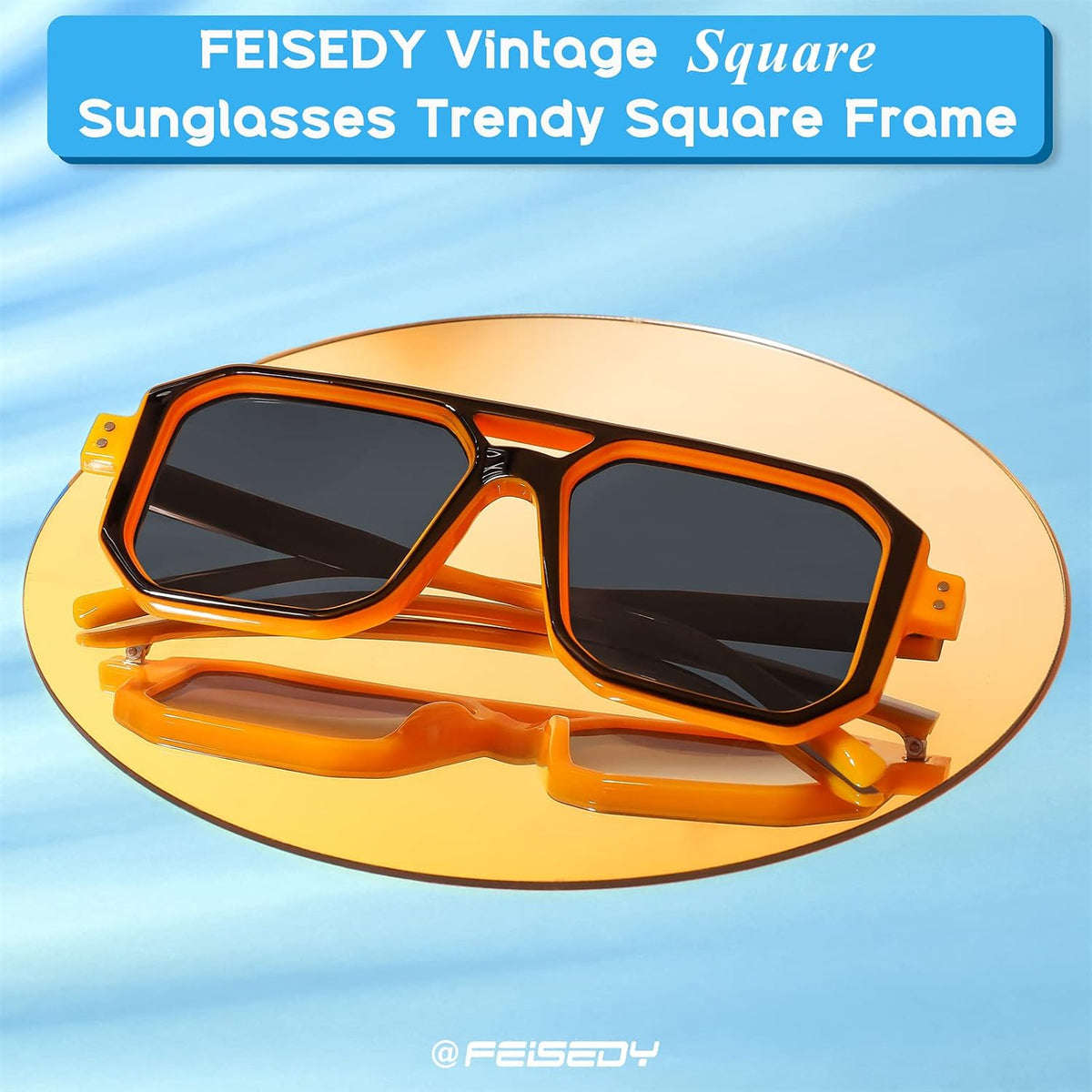 ÉÌƷͼƬ 14 | B0B9BNZRMZ | FEISEDY Retro Aviator Square Sunglasses for Women Men UV400 B2939