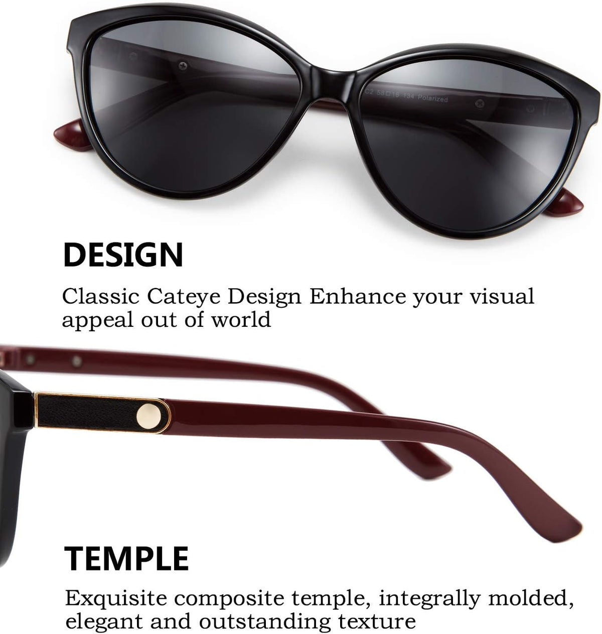 ÉÌƷͼƬ 30 | B07VB227XS | FEISEDY Classic Cateye Polarized Sunglasses for Women 100% UV Protection B2512