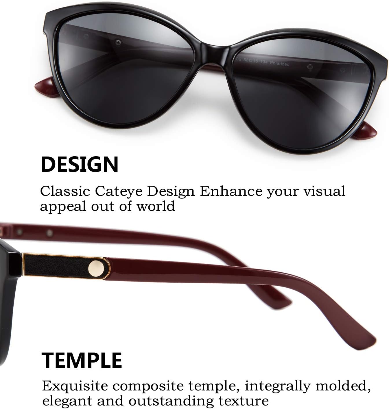 商品图片 30 | B07VB227XS | FEISEDY Classic Cateye Polarized Sunglasses for Women 100% UV Protection B2512