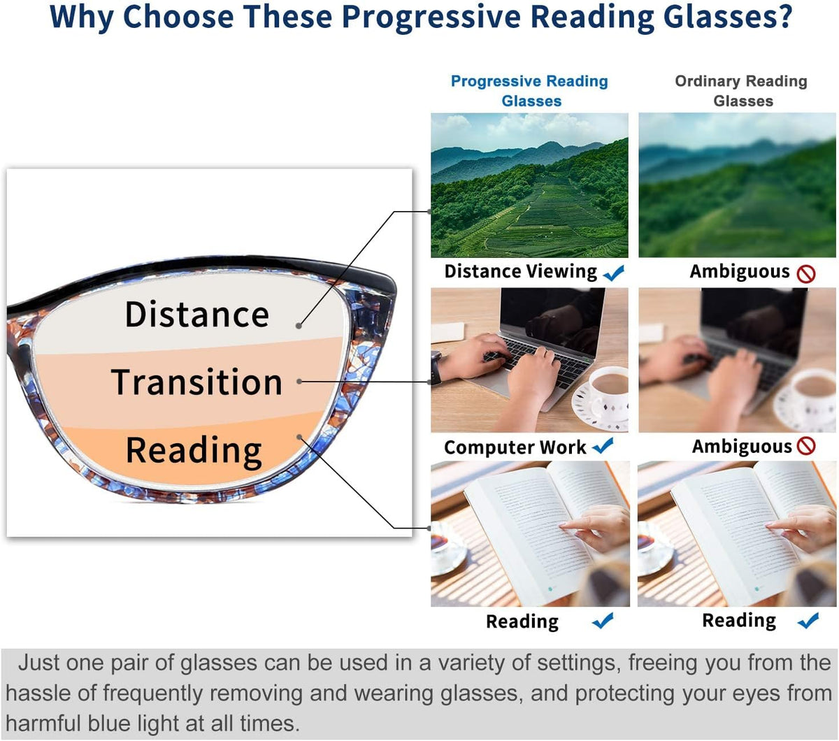 ÉÌƷͼƬ 6 | B08G4KF9KC | FEISEDY Progressive Multifocus Blue Light Blocking Reading Glasses No Line Multifocal Readers with Spring Hinge B2675