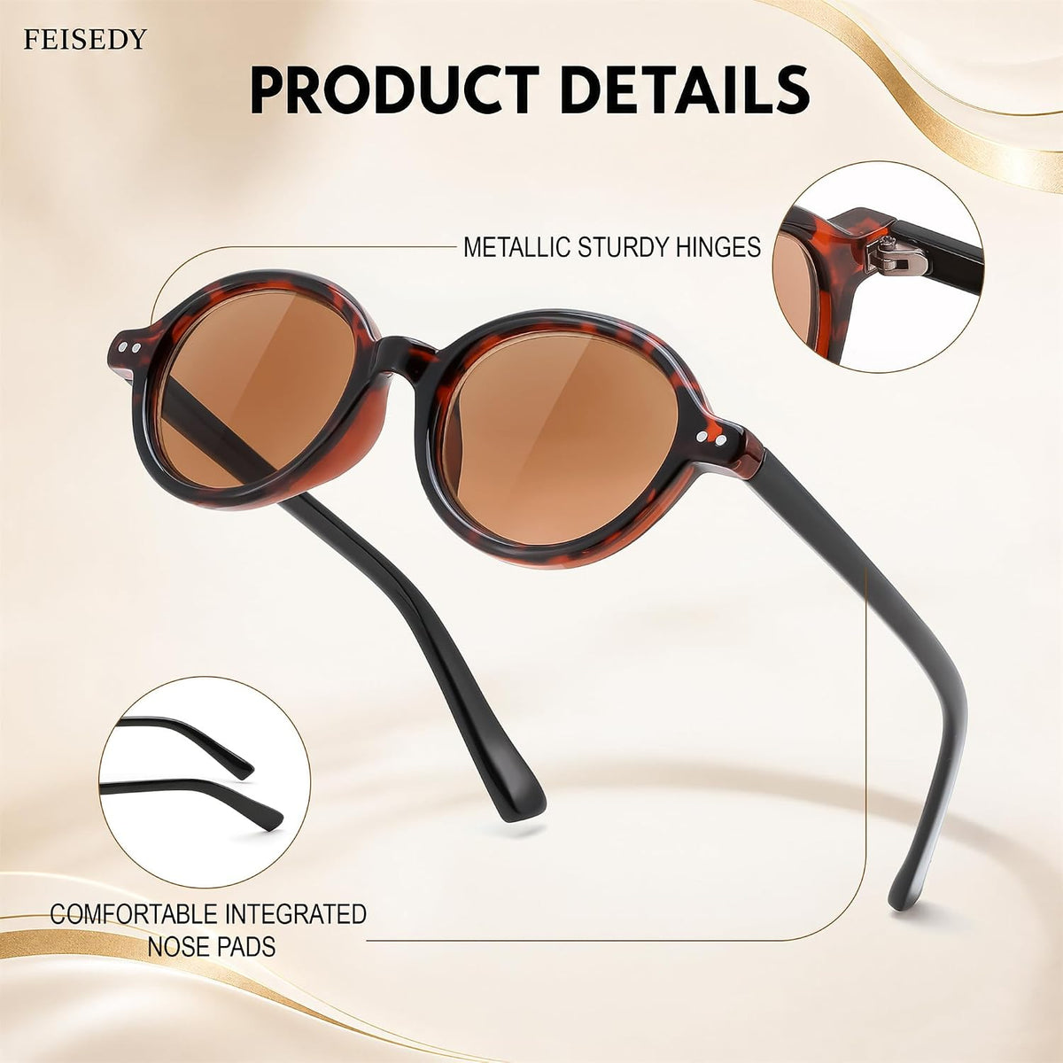 ÉÌƷͼƬ 13 | B0GYW69THN | FEISEDY Reading Glasses for Women Men Retro Oval Reader Sunglasses B1379