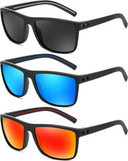 3pack-black+blue+red / 60 Millimeters | B0F8HZZ67F | FEISEDY Polarized Sunglasses for Men and Women Lightweight Frame Sun Glasses with UV400 Protection for Driving Fishing B0301
