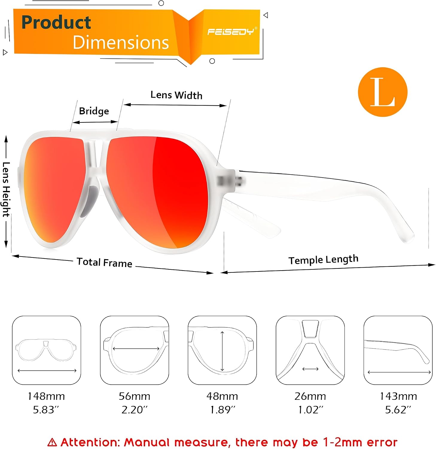 商品图片 18 | B0D425WLDN | FEISEDY Polarized Sunglasses, TAC HD Lens, TR-90 Frame Lightweight, Retro Sunglasses for Women Men UV400 Protection B0171