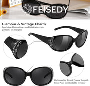 ÉÌƷͼƬ 30 | B0FZSZXXXY | FEISEDY Women's Polarized Sunglasses Wrap Around Rhinestone Design Fashion Sunnies UV400 Protection B1091