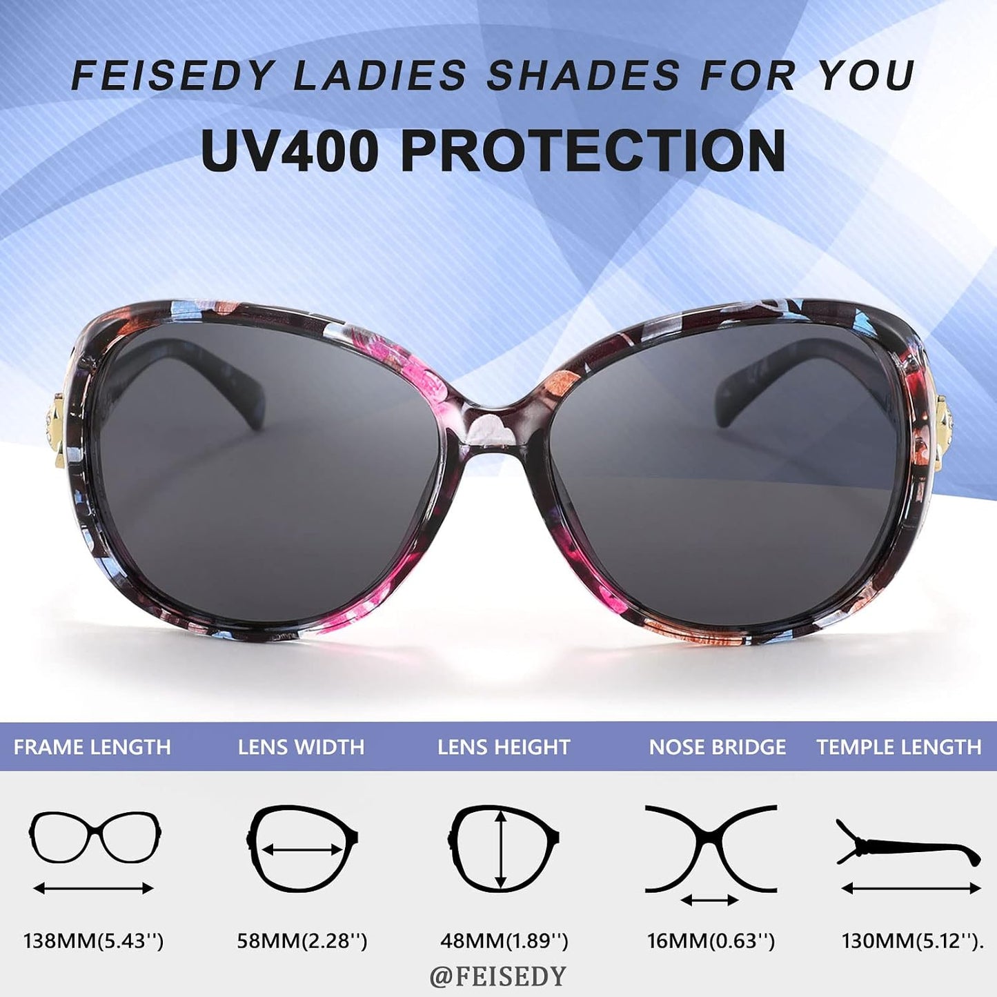 商品图片 13 | B08S7G8RRP | FEISEDY Oversized Polarized Sunglasses Women Men Large Shades B2730