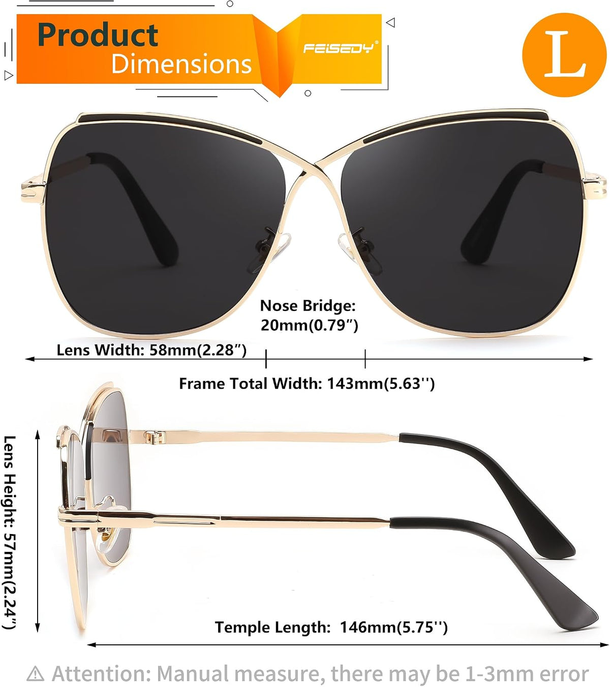 ÉÌƷͼƬ 41 | B08SJ7XN69 | FEISEDY Womens Cute Sunglasses Oversized Butterfly X Shape Design Cateye Lady Sunglasses B2738
