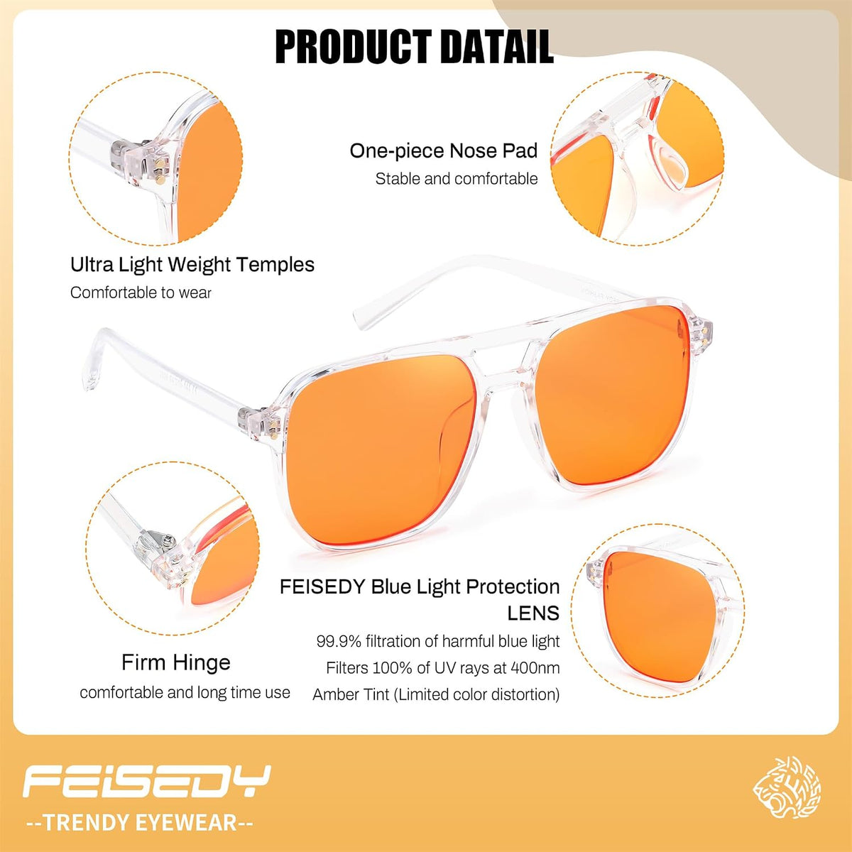 ÉÌƷͼƬ 55 | B0GCVQFPW9 | FEISEDY Blue Light Glasses for Computer Gaming Anti Eyestrain Glasses G2835