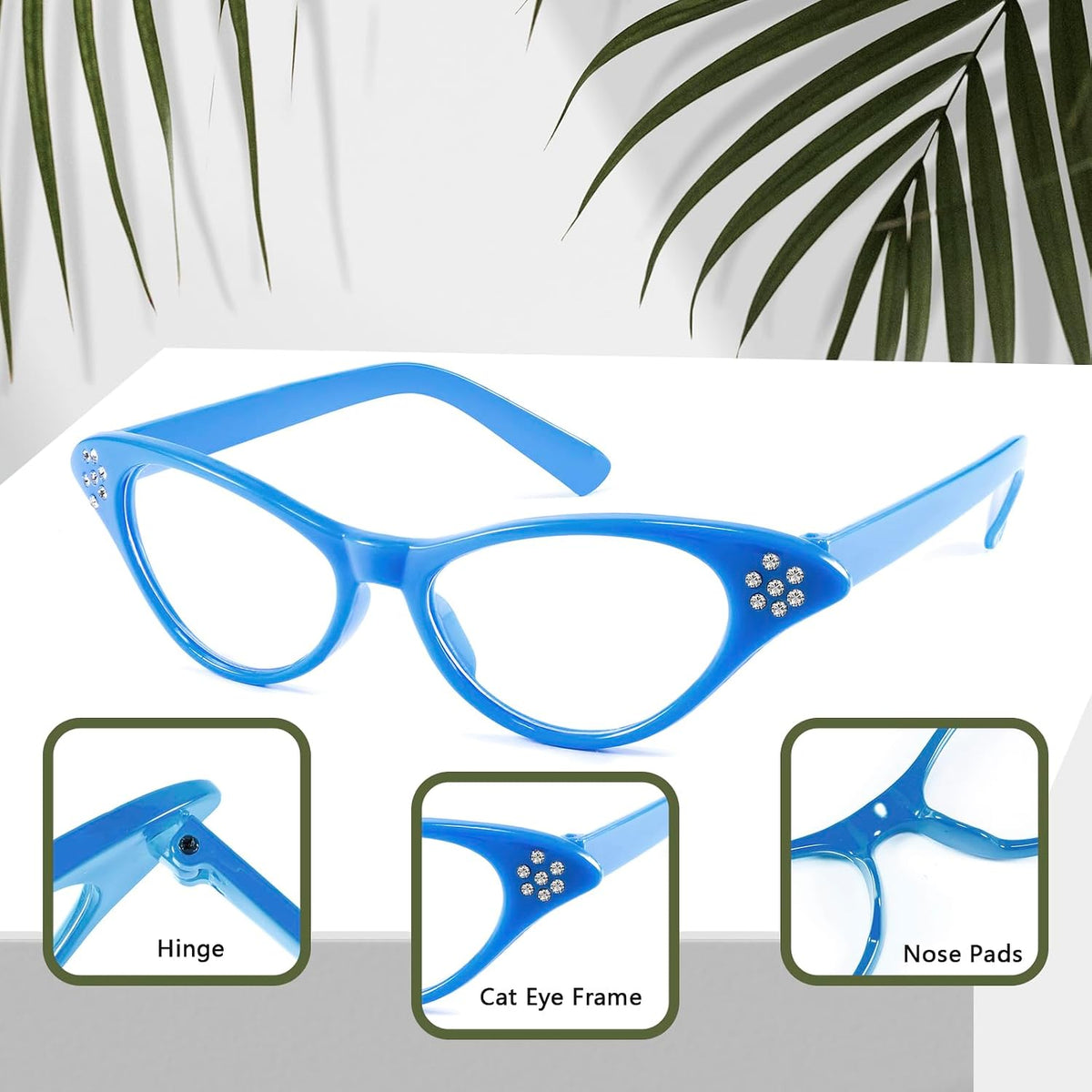 商品图片 32 | B09M8NJ7DM | FEISEDY Rhinestone Cat Eye Sunglasses for Women 50s 60s Party Style B2848