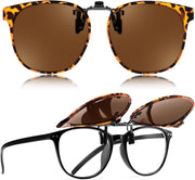 Leopard-brown Lens / 54 Millimeters | B0HDT2JL8T | FEISEDY Polarized Flip-Up Clip On Sunglasses Over Prescription B0486