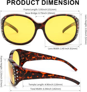 ÉÌƷͼƬ 45 | B0GRVLVZYS | FEISEDY Women's Polarized Wrap-Around Fit Over Sunglasses with Rhinestones, Anti-Glare Driving Sun Glasses B0362