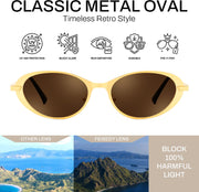 ÉÌƷͼƬ 3 | B0GVDPV1W4 | FEISEDY Metal Oval Sunglasses UV400 Protection for Women and Men B0429