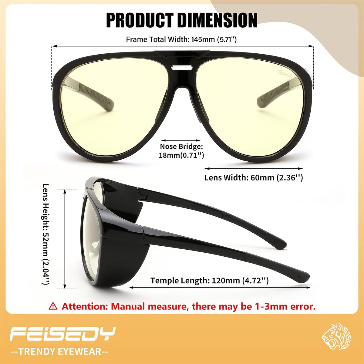 ÉÌƷͼƬ 12 | B0FCFQMV1Z | FEISEDY Yellow Lens Gaming Glasses Blue Light Glasses for Woman Men Computer Gamer Eyeglasses Anti Eyestrain Glare G0095