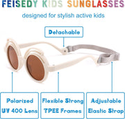 ÉÌƷͼƬ 21 | B0CQBTQZFP | FEISEDY Baby Polarized Round Sunglasses Flexible Rubber Shades with Strap for Infant Toddler Newborn Age 0-24 Months B0060