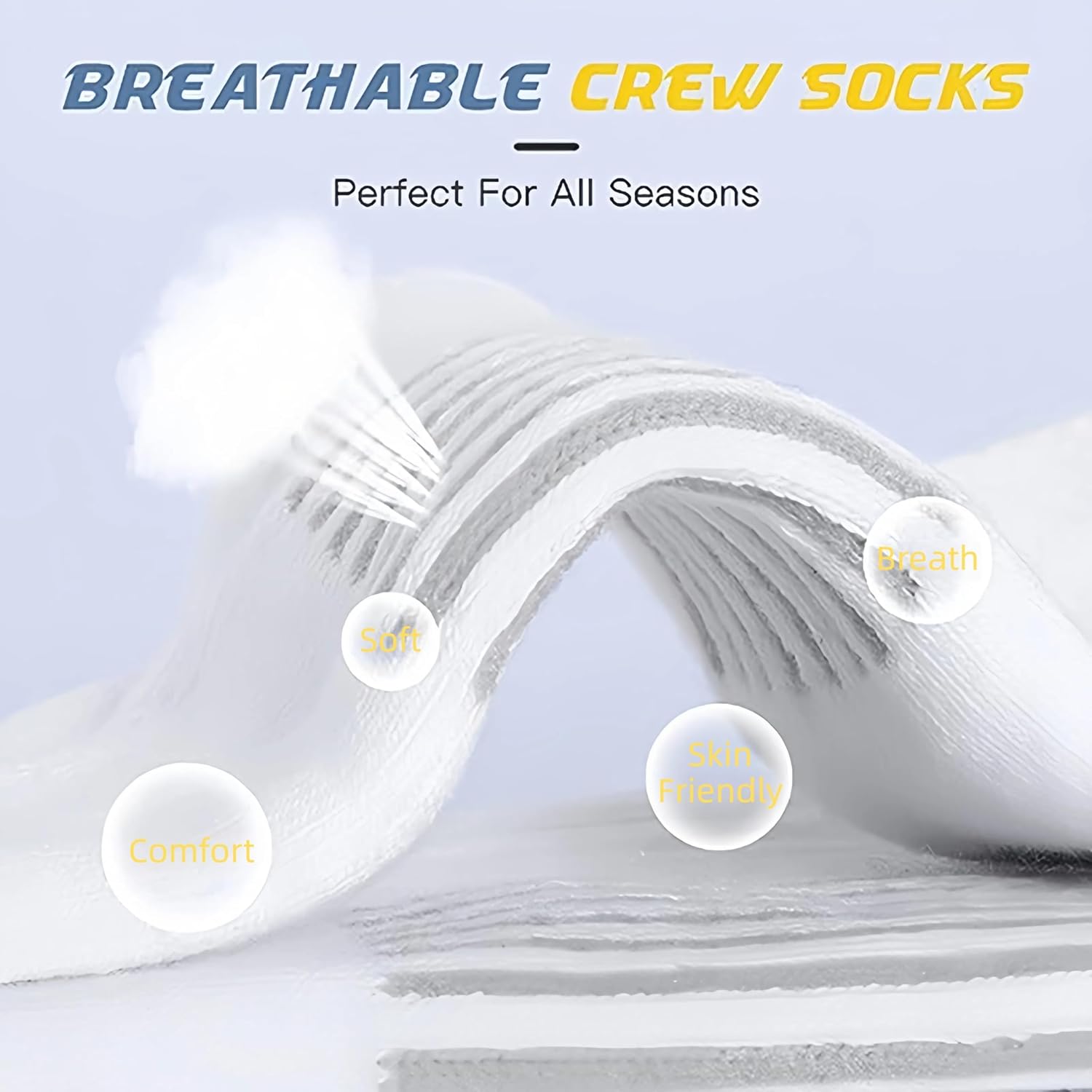 商品图片 5 | B0FPLFTFDC | Men's Socks - Breathable, Moisture-Wicking, Non-Slip & Comfortable (3-Pack, Black/Gray/White) Size 6-13
