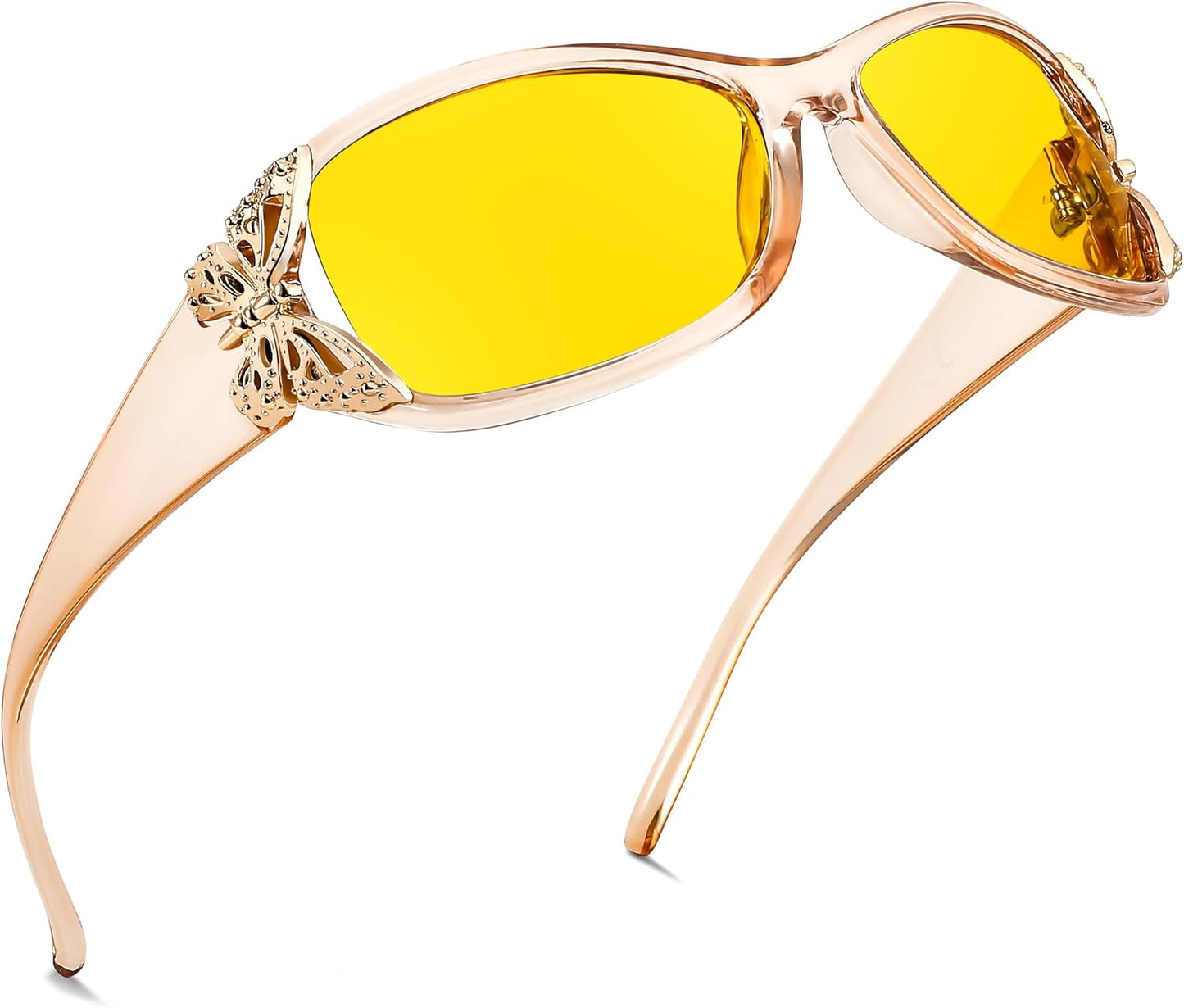 商品图片 88 | B081YY5RM3 | FEISEDY Classic Womens Night Glasses Driving Anti Glare Wrap Around Yellow Sunglasses B2548