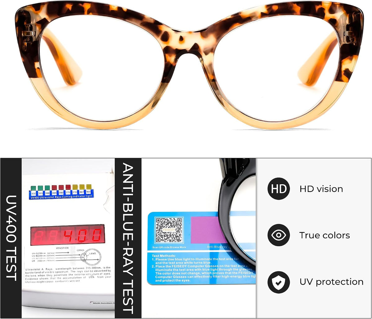 商品图片 11 | B0DFPWRH8W | FEISEDY Cat-Eye Blue Light Reading Glasses for Women Thick Fashion Anti- Glare Digital Eyestrain Readers B0230