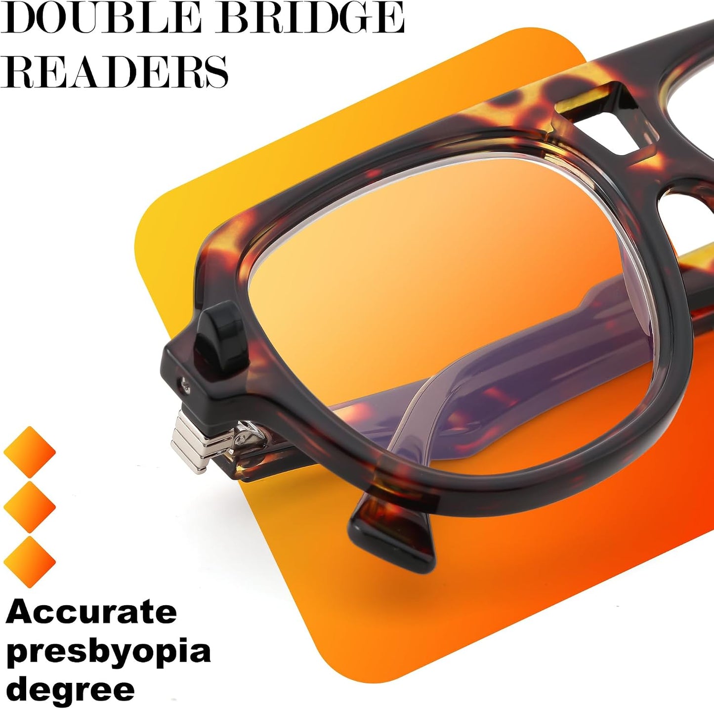 商品图片 5 | B0F32R72G4 | FEISEDY Stylish Reading Glasses for Woman Men Trendy Retro Double Bridge Readers B0287