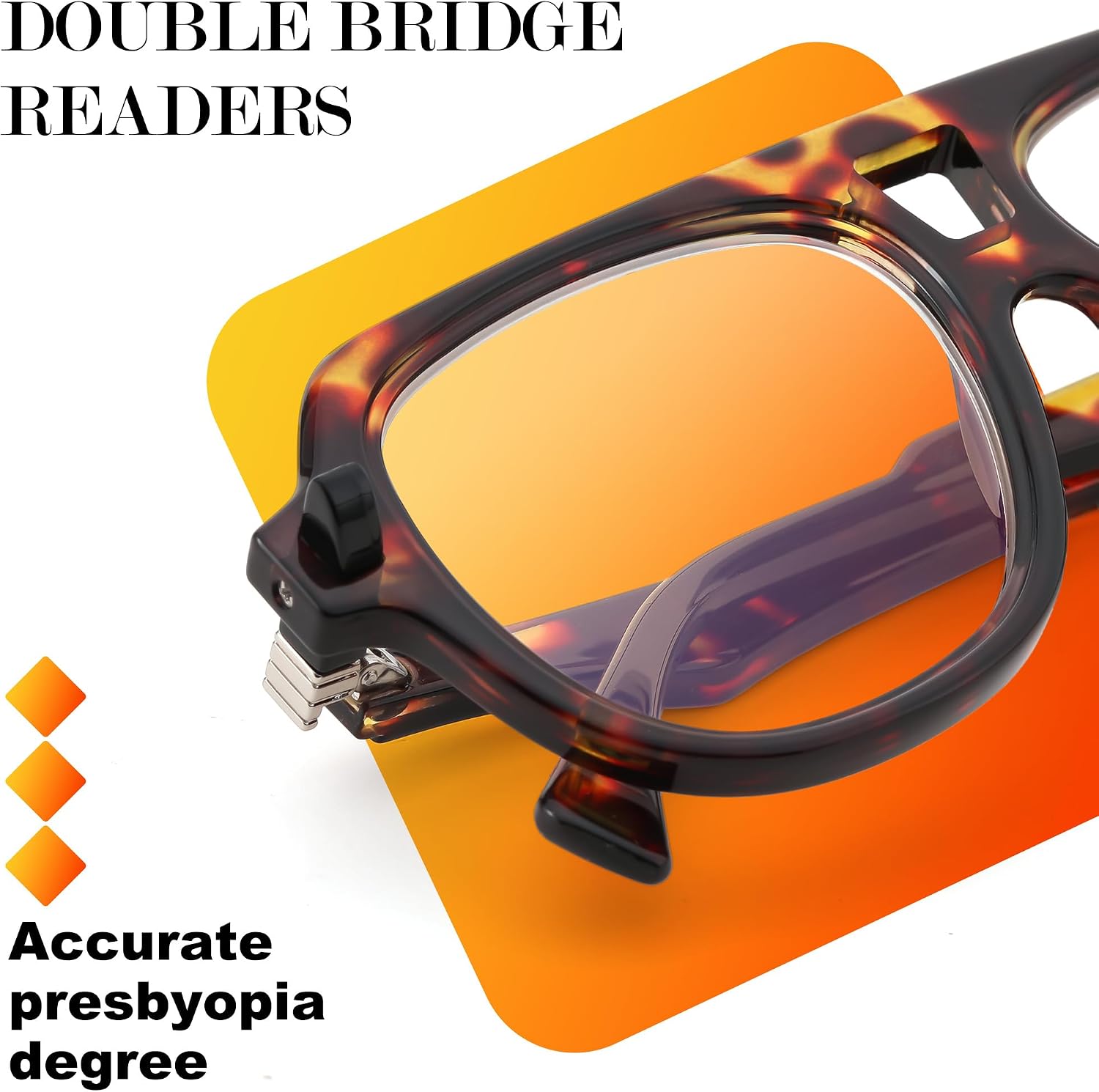商品图片 5 | B0F32R72G4 | FEISEDY Stylish Reading Glasses for Woman Men Trendy Retro Double Bridge Readers B0287