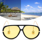 ÉÌƷͼƬ 25 | B0F8N8W8JM | FEISEDY Oversized Aviator Sunglasses With Earring Design for Women Large Big Frame Luxury Designer Shades for Ladies B0296