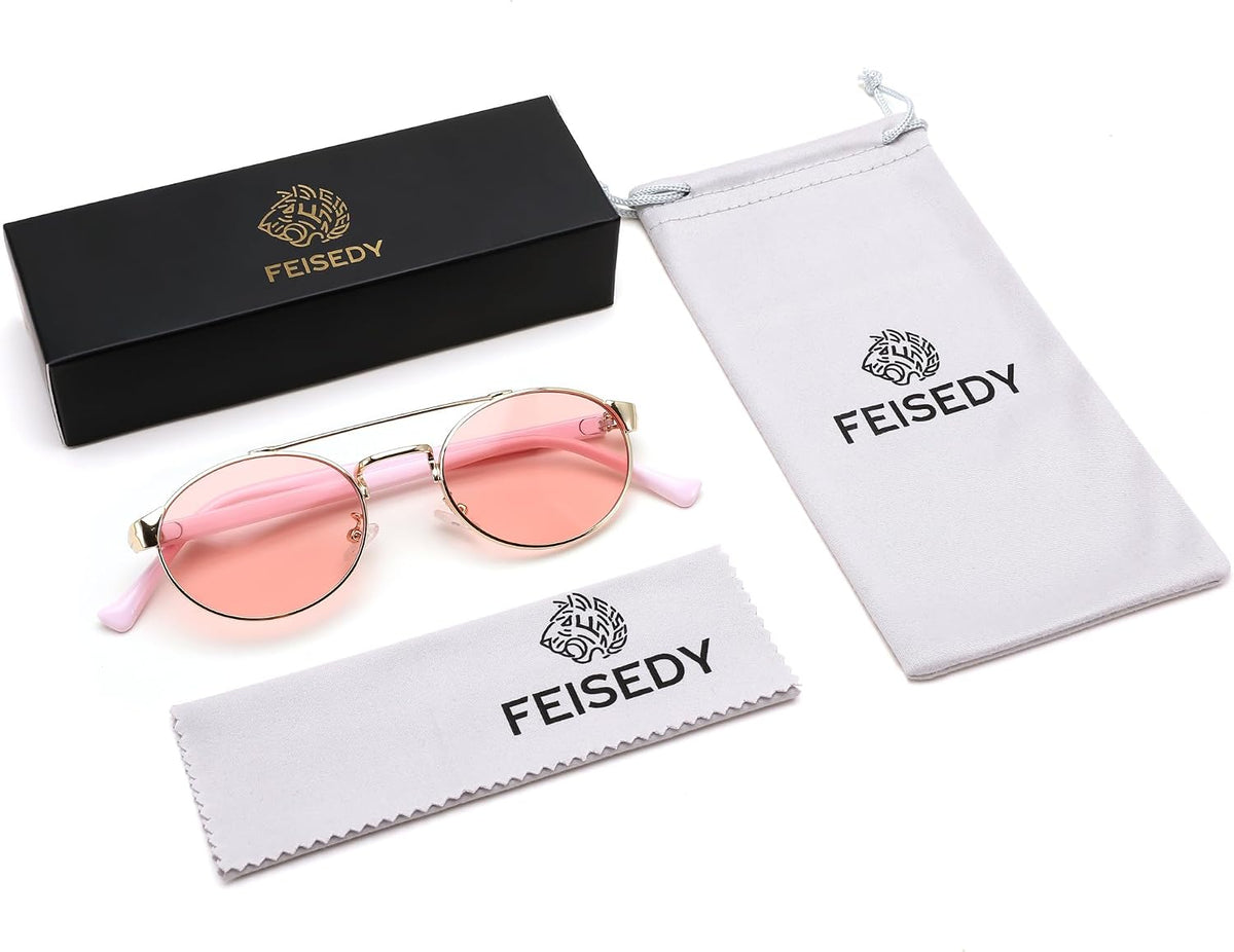 ÉÌƷͼƬ 15 | B0DRYKH1MV | FEISEDY Classic Trendy Oval Sunglasses Women Men Cute Small Shade Metal Frame Sunnies B0264