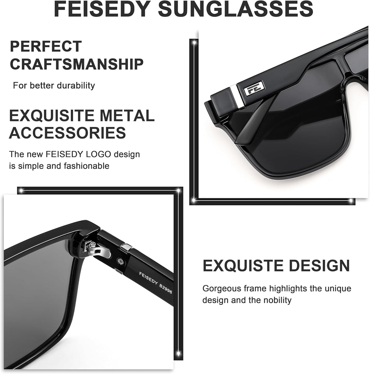 ÉÌƷͼƬ 80 | B0B2836HD6 | FEISEDY Sunglasses for Women Men, Fashion Mirrored Single Lens Shades