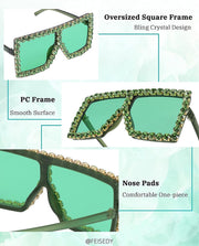 ÉÌƷͼƬ 20 | B096YZPRF2 | FEISEDY Oversized Sparkling Crystal Sunglasses Disco Diamond Flat Top Fashion Square Large Shades B2782