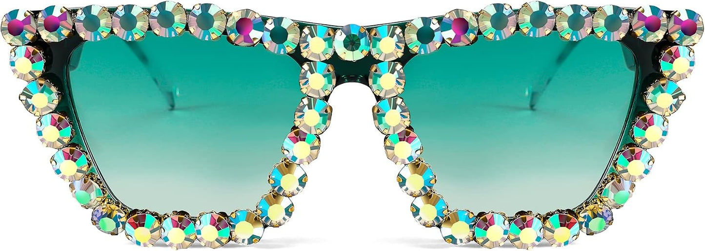 商品图片 8 | B09V7X56D4 | FEISEDY Women Crystal Square Cat Eye Sunglasses Sparkling Trendy Retro Cateye Sunglasses B2898
