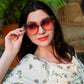 商品图片 88 | B08HVPGJW5 | FEISEDY Sunglasses Womens Trendy, Oversized Square Shades, Pearl Inlay Cat Eye Frame UV400 Protection B2625