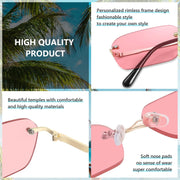 ÉÌƷͼƬ 18 | B0CY2Q4VW1 | FEISEDY Rimless Sunglasses Y2K Retro Small Narrow Rectangle Shades B2643
