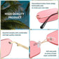 商品图片 18 | B0CY2Q4VW1 | FEISEDY Rimless Sunglasses Y2K Retro Small Narrow Rectangle Shades B2643