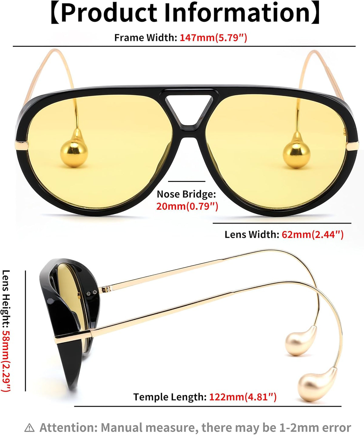 ÉÌƷͼƬ 24 | B0F8N8W8JM | FEISEDY Oversized Aviator Sunglasses With Earring Design for Women Large Big Frame Luxury Designer Shades for Ladies B0296