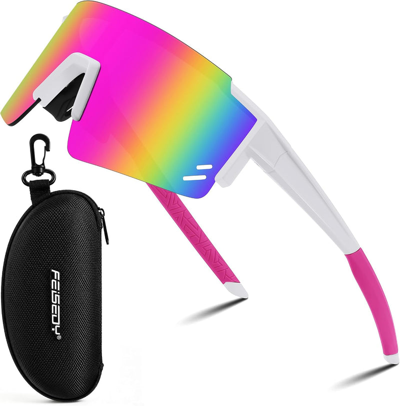 Pink / Large | B0CCJ9N8C5 | FEISEDY Kids Sports Sunglasses UV400 for Youth, Ages 8-16 B0048