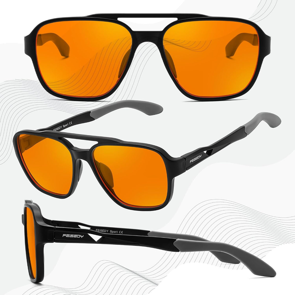 ÉÌƷͼƬ 35 | B0FQ5DRDJG | FEISEDY Orange Blue Light Blocking Glasses for Woman Men Amber Lenses Computer Gaming Glasses for Better Sleep