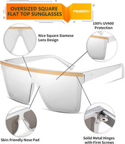 ÉÌƷͼƬ 30 | B09H6XXSDN | FEISEDY Oversized Sunglasses Mens Womens Flat Top Square Trendy Visor Shades UV400 B2470