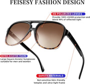 ÉÌƷͼƬ 154 | B0CB543WBD | FEISEDY Vintage Retro 70s Plastic Aviator Sunglasses Women Men Classic Large Squared Frame B2751
