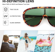 ÉÌƷͼƬ 39 | B085PPHWTZ | FEISEDY Retro Oversized Sunglasses Women Men One Piece Frame B2580
